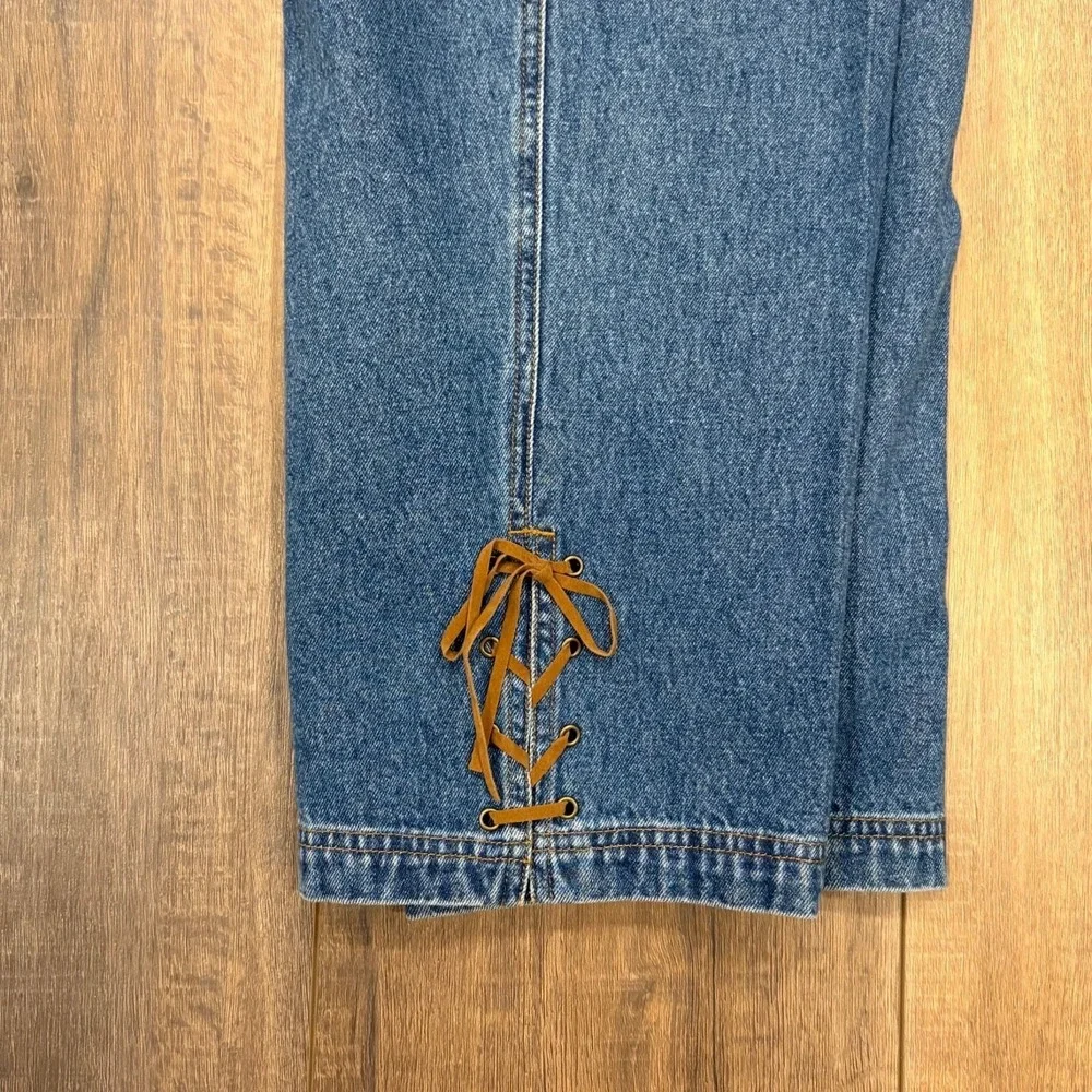Stonebridge Womens Vintage Lace Up Hem-‎ Denim Jeans Size 12 Western Cowgirl